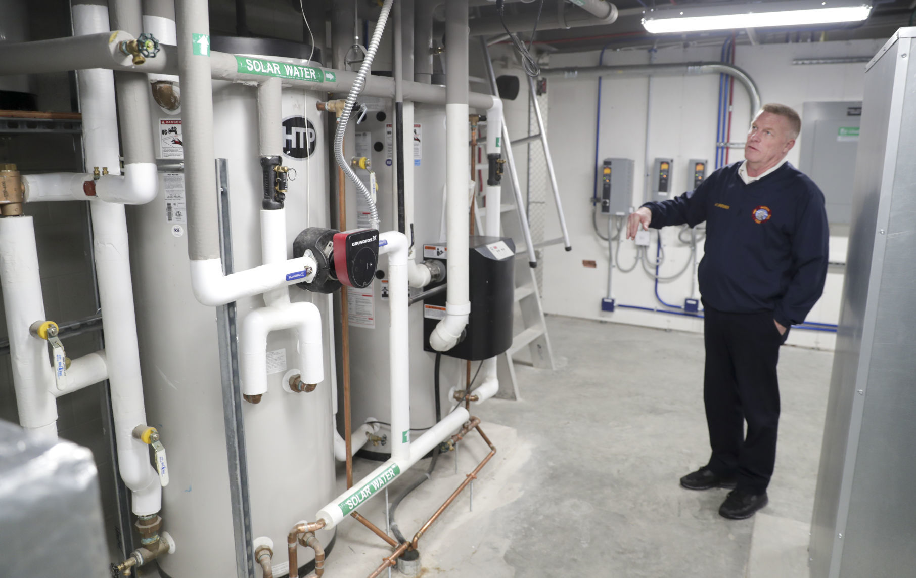 Fire house, solar water heater